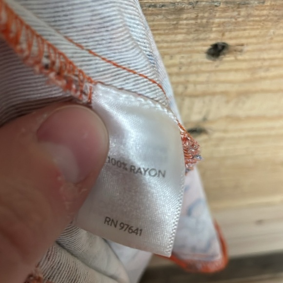 J. Jill size XS Mid-rise Orange with Blue with Bohemian Print Elastic Shorts - Picture 9 of 10